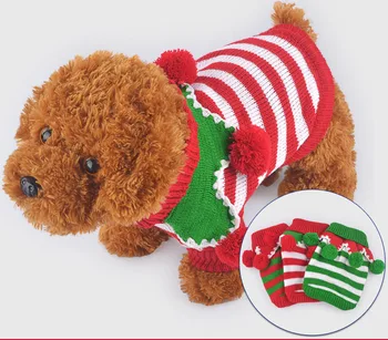 Juostele Mielas šunelis Kalėdų Džemperis kostiumas drabužius šunelis santa žiemos striukė Mažylis Megztinis kalėdų trikotažo drabužių šuo