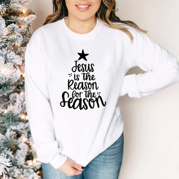 Jėzus Yra Priežastis, Dėl Sezonas Palaidinukė Mielos Moterys Kalėdų Megztiniai Religinių Žiemos Ilgos Rankovės Krikščionių Puloveriai