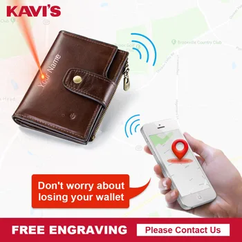 KAVIS Prekės Smart Piniginės Aukštos Kokybės Rda natūralios Odos, su Signalizacija GPS Žemėlapis, Bluetooth, Žadintuvas, Vyrai Rankinės Dizaino Piniginės Walet