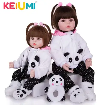 KEIUMI Realus Reborn Baby Girl Lėlės Audinio Organas, Įdaryti Tikroviška Kūdikių Lėlės Žaislas Dėvėti Panda Drabužiai Vaikas Kalėdos Gimtadienio Dovanos