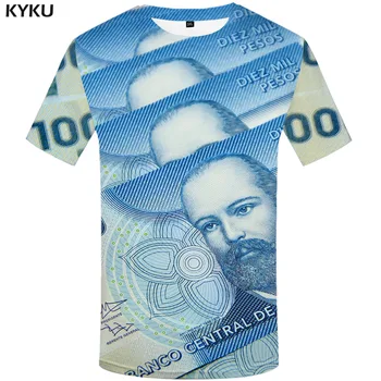 KYKU Pinigus, T-shirt Vyrai Vintage marškinėliai 3d Geometrinis Tshirts Atsitiktinis Čilė Shirt Spausdinti Harajuku Anime Drabužius trumpomis Rankovėmis