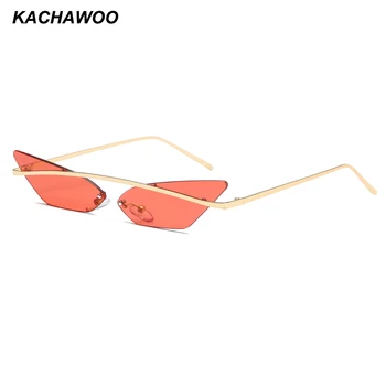 Kachawoo siauras cat eye akiniai nuo saulės moterims, derlius mažas metalinis rėmas raudona juoda retro saulės akiniai moterims veidrodis dovana