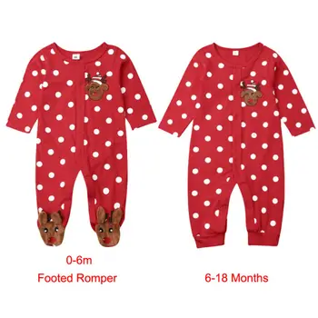 Kalėdų Berniuko, Mergaitėms ilgomis rankovėmis raudona Punktyrinė elnias Romper Drabužiai Vaikams Kalėdų Kostiumas 0-18 Mėnesių vientisas Jumpsuit Komplektai