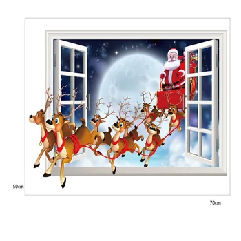 Kalėdų Dekoravimas Sienų Lipdukai Santa Claus Lipdukai Ant Sienos Imitacija 3D Efektas Nuimamas Raštinės reikmenys, Amatai, Dovana, Žaislai