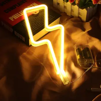 Kalėdų LED Neoninis Ženklas Žaibo Formos USB baterijomis, Naktį Šviesos Dekoratyvinis Stalo Lempa Namų Grupė Kalėdų Dovana