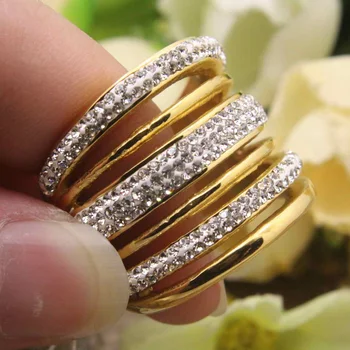 Karšto Didmeninė Naujausias Mados Papuošalai iš nerūdijančio plieno, Padengtą aukso spalvos Aukščiausios kokybės žiedai moterims RBJDLHBJ