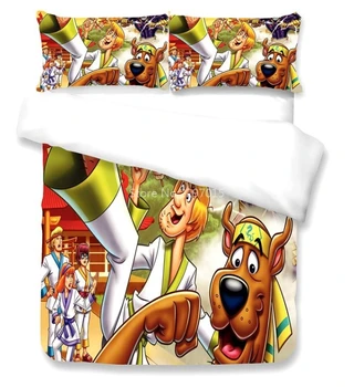 Karšto Filmas Scoob Patalynės Komplektas Antklode Padengti Nustatyti Užvalkalas Animacinių filmų Scooby-Doo 3d Simbolių Šalikas Dangtelį Nustatyti Patalynė King Size