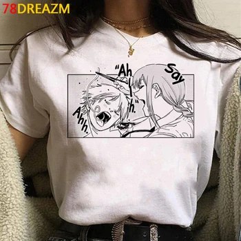 Karšto Japonų Anime Marškinėliai Vyrams Pjūklą Vyras Manga Grafinis Tees Juokingas Animacinių filmų Pochita Makima T-marškinėliai, Unisex Viršūnes Marškinėlius Vyras