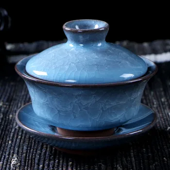 Kavos, arbatos rinkiniai ledo plyšių keramikos arbatinukas gaiwan arbatos puodelio kinijos kung fu arbatos rinkiniai