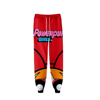 Kawaii Powerpuff Mielas Mergaičių 3D Streetwear Ilgos Kelnės Atsitiktinis Streetwear Sweatpants 3D Vėdrynas Powerpuff Spausdinti Jogger Kelnės