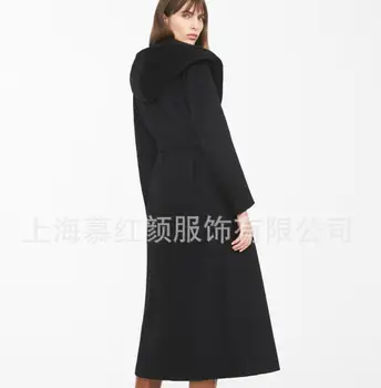 Kašmyras Moterų ilgas kailis ilgas rankovėmis vilnos plonas juostinės kailis outwear moterų žiemą, rudenį tranšėjos paltai