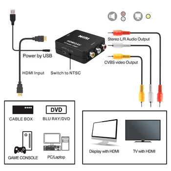 Kebidu Mini HD 1080P HDMI-compatible2AV Video Converter Box HDMI suderinamus RCA AV/CVSB L/R Vaizdo