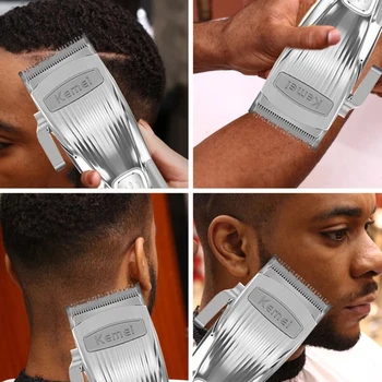 Kemei barbershop cutter plaukų pjovimo staklės kirpimas Belaidžius plaukų clipper plaukų žoliapjovės 100-240V sumažinti elektros USB įkrovimo