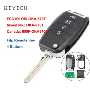 Keyecu Flip/Lyginimo Nuotolinio Automobilio Raktas 4 Mygtukai Kia Forte 2013 m. m. m. 2016 FCC ID: OSLOKA-870T Model No: OKA-870T