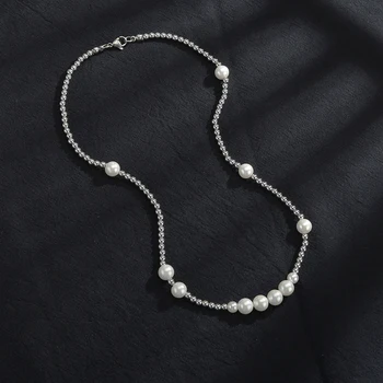 Kibirkštis Išskirtinį Apvalių Perlų Vėrinį Paprasta Nerūdijančio Plieno Granulės Karoliai Moterų, Mergaičių, Jubiliejaus Dovana, Apykaklės Femme