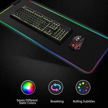 Kilimėlis RGB Didelis Žaidimų Pelės Mygtukai Gamer Kompiuteris, Pelė, Klaviatūra, LED Stalas Kilimėlis neslidus Žėrintis LED Pratęstas RGB Kilimėlis