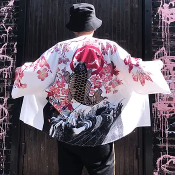 Kimono Japonų Vyrų Vasaros Plonas, apsaugančius nuo Saulės Drabužius Prarasti Septynių ketvirčių Rankovėmis vyriški Suknelė Kinų Stiliaus Yukata Haori Kailis