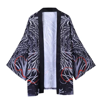 Kimono Vyrų Japonų Kimono Tradicinių Vyrų Kimono Megztinis Vyrams Harajuku Streetwear Samurajus Kostiumas Yukata Vyrų Haori Obi FF2435