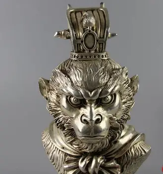 Kinija kolekcines archaize baltos spalvos vario beždžionių Karalius Beždžionių galvos statula