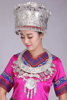 Kinijos Miao šokių skrybėlės Miao sidabro Šukuosena Mažumų etapo rezultatus priedai derliaus vadovas
