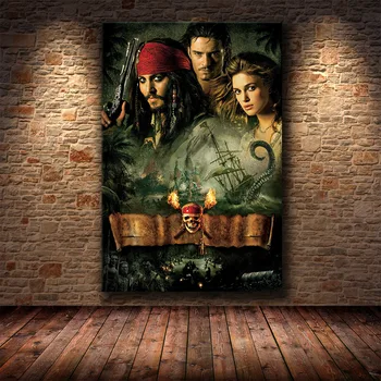 Klasikinio Filmo Plakatas Karibų jūros Piratai Portretas Sienos Menas Namų Puošybai Miegamojo Puošimas Frameless