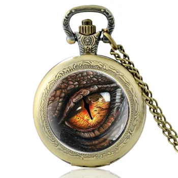 Klasikinis Dragon Eye Projektavimo Juoda Vintage Kvarco Kišenėje Žiūrėti Vyrams, Moterims Unikalus Pakabukas Karoliai Valandų Laikrodis Dovanos