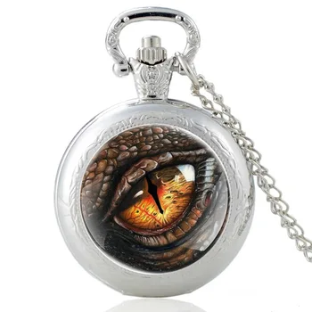 Klasikinis Dragon Eye Projektavimo Juoda Vintage Kvarco Kišenėje Žiūrėti Vyrams, Moterims Unikalus Pakabukas Karoliai Valandų Laikrodis Dovanos
