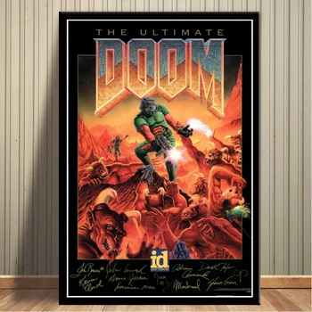 Klasikinis Halo Vaizdo Žaidimai Ultimate Doom Žaidimas Red Hot Plakatas Sienos Meno Tapybos Drobės Sienos Nuotraukas Kambarį Namų Dekoro
