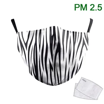 Klasikinis Zebra Stripes Spausdinti Veido Audinio Kaukė Suaugusiųjų Audinio Kaukė Kaukė Juoda Balta Daugkartinio naudojimo Waterable Nagų mufelinė