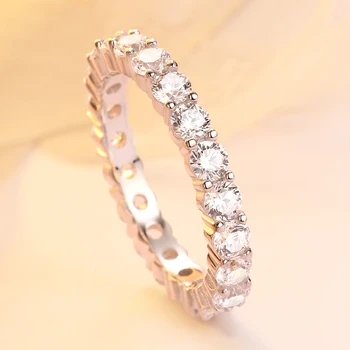 Knobspin Romantiška 925 Sterlingas Sidabro Visą Vestuvių Žiedai Moterims Putojantis Didelių Anglies, Deimantų Fine Jewelry Didmeninės