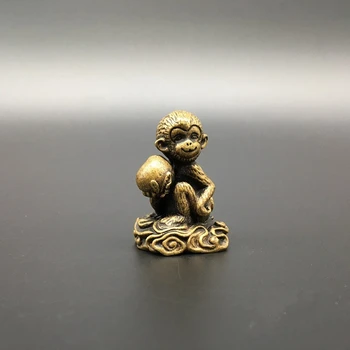 Kolekcionavimas Kinijos Žalvario Raižyti Zodiako Gyvūnų Beždžionė Suteikti Persikų Išskirtinį Mažas Statula