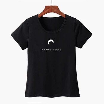 Korėjos Mados Laišką Mėnulis Grafinis Marškinėliai Topai Moterys Vasarą 2019 Plius Dydis-Trumpomis Rankovėmis Marškinėlius Moksleivė Streetwear Tumblr