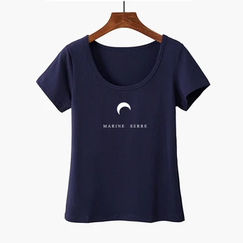 Korėjos Mados Laišką Mėnulis Grafinis Marškinėliai Topai Moterys Vasarą 2019 Plius Dydis-Trumpomis Rankovėmis Marškinėlius Moksleivė Streetwear Tumblr
