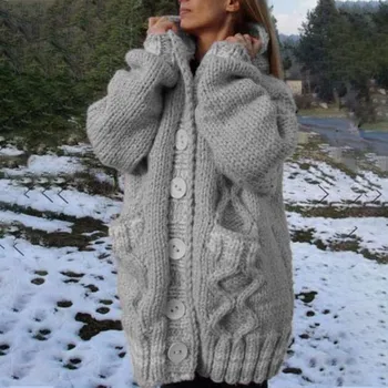 Korėjos Stiliaus Mielas Panele Naujas Žiemos Megztinis, Striukė Moterims Mados Atsitiktinis O-kaklo Gaubtu Sujungimas ilgomis Rankovėmis Laisvas Megztinis Kailis