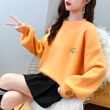 Korėjos mados moteriški megztiniai asmenybės laisvi megztiniai megztiniai veiduką moterų megztinis 2020 m. rudens ir žiemos naują atsitiktinis