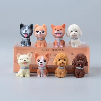 Koteta 4pcs/set Mini Gyvūnų Dervos Veiksmų Skaičius, Modelis Vaikams, Žaislai Teddy Corgi Modeliavimas Šuo Rinkimas Apdailos Kalėdų Lėlės