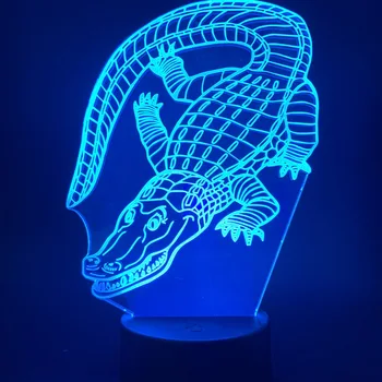 Krokodilas Led Naktį lengvo Prisilietimo Jutiklis dovana Naktį Šviesos Vaikų Namuose Gyvūnų Krokodilas pagrindiniai kištukiniai naktinių lempų lizdai Spalva Keičiasi 3D Lempos