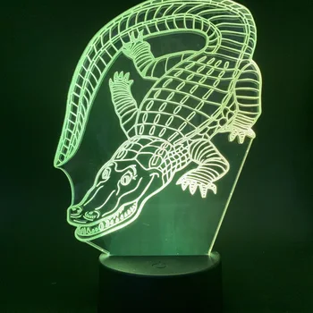 Krokodilas Led Naktį lengvo Prisilietimo Jutiklis dovana Naktį Šviesos Vaikų Namuose Gyvūnų Krokodilas pagrindiniai kištukiniai naktinių lempų lizdai Spalva Keičiasi 3D Lempos