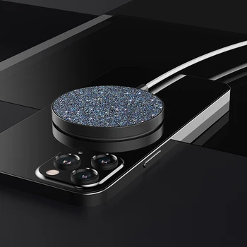 Kroviklis Atveju iPhone 12 Pro Max Mini Magsafe Magnetinio Belaidžio Įkrovimo Blizgučiai Bling Padengti iPhone Įkroviklio Apsaugos