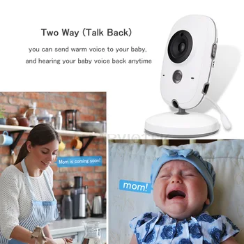 Kūdikio stebėjimo Vaizdo Spalvotas LCD 2 Garso Kalbėti 8 Lopšines Temperatūra monitor video auklė radijo auklė, kūdikių kamera, Wireless
