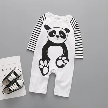 Kūdikių Drabužiai 2018 Naujas Naujagimio jumpsuits Baby Berniukas ir Mergaitė Romper Drabužius ilgomis Rankovėmis Kūdikiams Produkto Panda spausdinimo 1 3 9 12 mėnesių