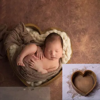 Kūdikių Fotografija Rekvizitai Mediniai Širdies Formos Dėžutė Naujagimiai, Kūdikiai Foto Kelia Prop