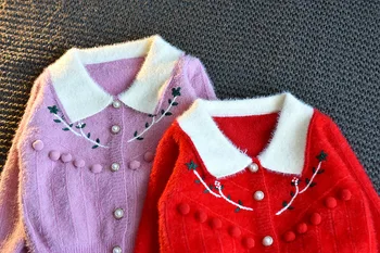 Kūdikių Mergaičių Megztinis Nustatyti 2020 m. Rudens Gėlių Atvartas Megztinis Viršuje + Sijonas Dviejų dalių Vaikai Mergina Drabužių Vaikiška Mergaitė Žiemos Drabužių