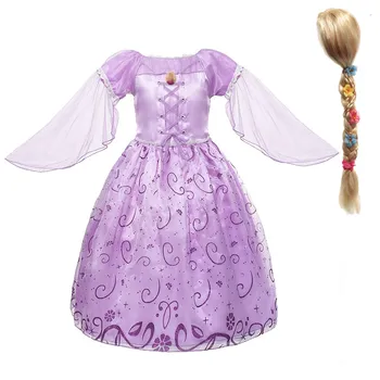 Kūdikių Mergaičių Rapunzel Suknelė Mergina Susivėlęs Princesė Vaidmenų Rinkiniai Vaikams Cosplay Šalies Kostiumai Vaikams Violetinė Retro Frock