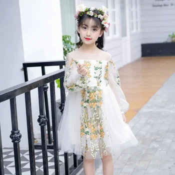 Kūdikių Mergaičių Suknelė Ilgomis Rankovėmis Mados Atsitiktinis Siuvinėjimas, Gėlių Modelio Suknelė Kūdikių Mergaičių Vaikai Princesė Suknelės Rudenį Naujas