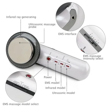Kūno Lieknėjimo Ultragarso Massager 3 In 1 EMS Tens Elektrodų Pagalvėlės Svorio Riebalų Deginimo Mašina Infraraudonųjų spindulių Terapija Anti Celiulito