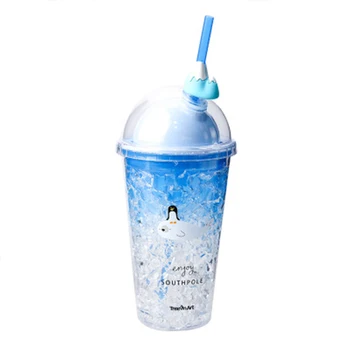 Kūrybos Dvisluoksnis Plastikas Šiaudų Puodelio Sveikų Šalto Gėrimo, Puodeliai Cute Girl Vasaros Gėrimas Alus Vandens Butelis Ledo Puodelis Drinkware