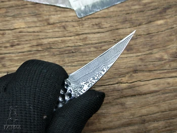 LCM66 Damasko Plieno Lankstymo peilis Rankų darbo, kaltiniai Kišenėje peilis medžioklės peilis 60HRC plieno rankena su Nešiojamų peilis Įrankiai turi būti Aštrūs