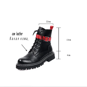 LDHZXC 2020 Nauji natūralios odos batai moterims punk kovoti su platforma batai ponios avalynė rudens žiemos kelio auliniai batai moterims