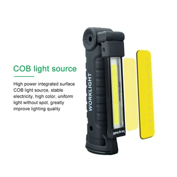 LED Nešiojamas Žibintuvėlis USB Fakelas Darbą Šviesos Magnetinis Įkraunamas Magnetiniu Fakelas Lankstus Tikrinimo Lempą Belaidžius Darbo Lemputė